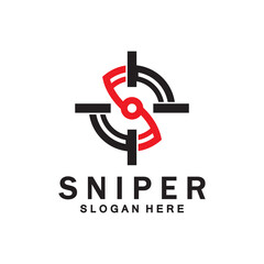 Sniper Aim Target Vector Logo. Initial S Target Logo Vector