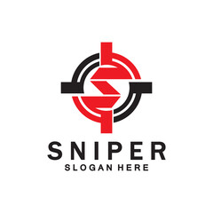 Sniper Aim Target Vector Logo. Initial S Target Logo Vector