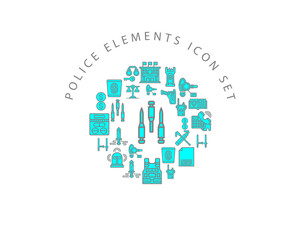 Vector police elements icon set 