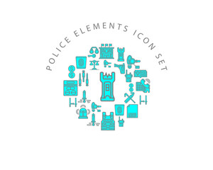 Obraz premium Vector police elements icon set 