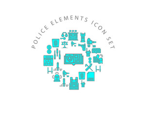 Vector police elements icon set 