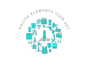 Vector police elements icon set 