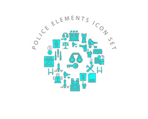 Vector police elements icon set 