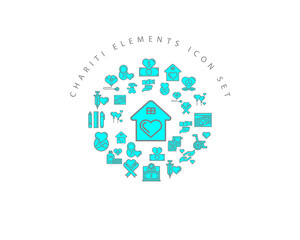 Vector chariti elements icon set