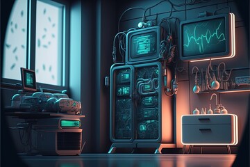 Digital illustration about human medicine and technology.