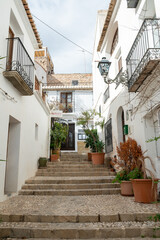 Panorama of the streets of the tourist city of Altea in Valencia, Spain in 2022.