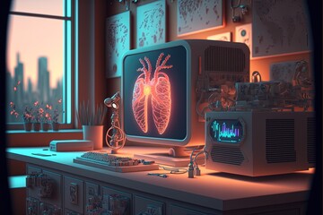 Digital illustration about human medicine and technology.