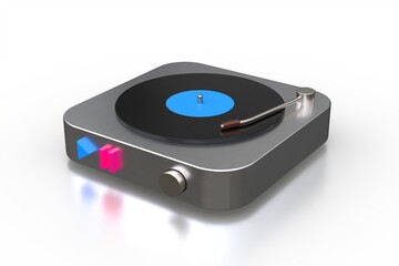 vinyl record player isolated on white background 3D computer generated image