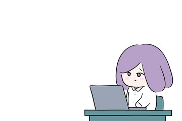 person working on laptop one person one woman illustration blank space　business