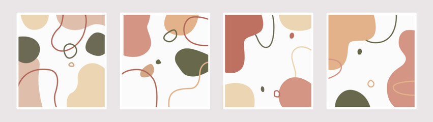 Set of abstract wall art. Blob and line abstract print art.