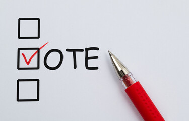 A tick on voting paper