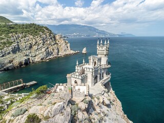 Crimea Swallow's Nest Castle on the rock over the Black Sea. It is a tourist attraction of Crimea....