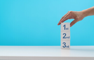 Wooden cubes with number 1st 2nd 3rd