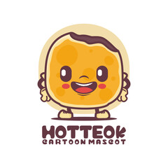 Hotteok cartoon mascot. korean food vector illustration
