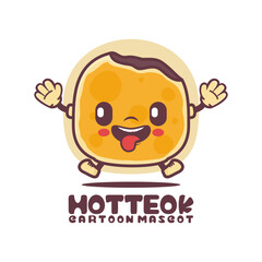 Hotteok cartoon mascot. korean food vector illustration