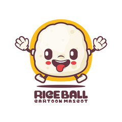rice ball cartoon mascot. food vector illustration