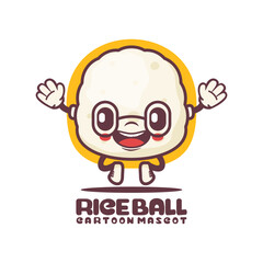 rice ball cartoon mascot. food vector illustration