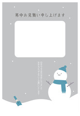 寒中お見舞い　フレーム　雪だるま