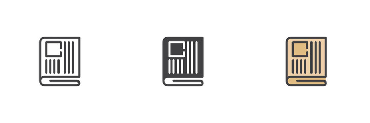 Newspaper different style icon set