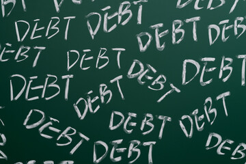 Word debt drawing on chalkboard