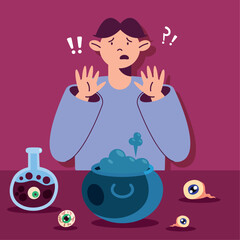 man suffering wiccaphobia