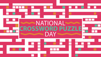 Vector banner design celebrating national crossword puzzle day in December every year with crossword theme and simple typography. happy national crossword puzzle day background in green white colors.
