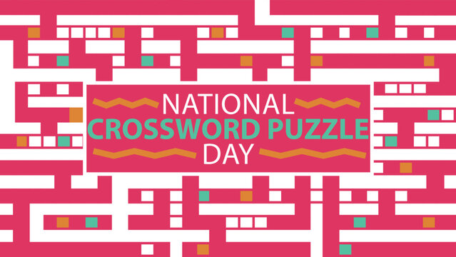 Vector banner design celebrating national crossword puzzle day in December every year with crossword theme and simple typography. happy national crossword puzzle day background in green white colors.