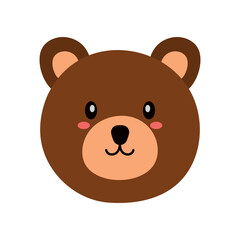 Cute Brown Bear Head Wild Animal Character in Animated Cartoon Vector Illustration