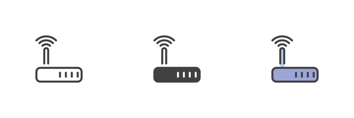 Wifi router different style icon set