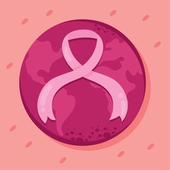 breast cancer ribbon in earth planet
