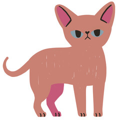 Sphynx cat hand drawn illustration in cartoon design