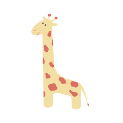 Fototapeta na wymiar Vector illustration of cute giraffe. Giraffe poster for nursery. Giraffe for kids print isolated on white background