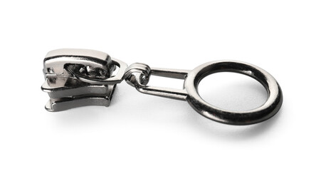 Metal zipper isolated on white background