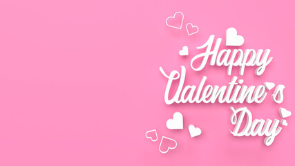 Fototapeta na wymiar The white happy valentine day on pink background for holiday concept 3d rendering