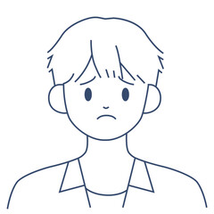 Sad male character vector illustration in flat color design