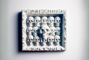 skulls in a top view frame against a white backdrop. Generative AI