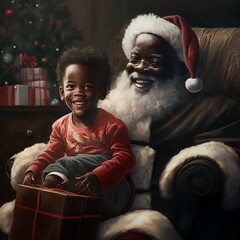 Santa and little boy created with Generative AI