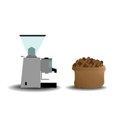 coffee grinder and coffee icon making espresso Vector Stock Illustration.