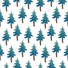 Fototapeta premium seamless pattern of Christmas trees on a white background.