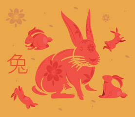chinese new year red rabbits