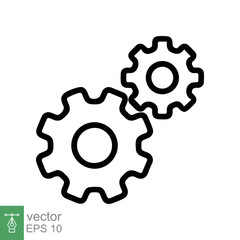 Gear icon. Cogwheel, mechanism, circle, engineering, technology concept. Simple outline style. Line vector illustration design isolated on white background. EPS 10.