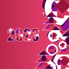 Template 2023 calendar cover concept. Happy New Year posters. Abstract design 2023 for vector celebration and season decoration, backgrounds, branding, banner, cover, card and social media templates.