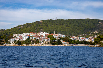 Fototapeta na wymiar Skiathos town on Skiathos island, Greece 