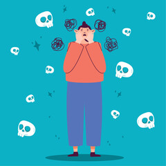 man suffering necrophobia