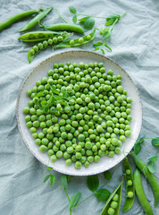 Bowl with sweet pea pods