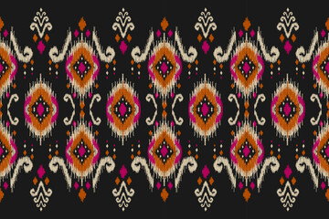 Carpet ethnic ikat pattern art. Geometric ethnic ikat seamless pattern in tribal. Mexican style. Design for background, wallpaper, illustration, fabric, clothing, carpet, textile, batik, embroidery.