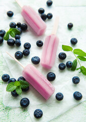 Homemade blueberry ice cream or popsicles