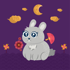 rabbit and clouds chinese new year