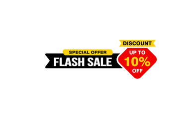 10 Percent flash sale offer, clearance, promotion banner layout with sticker style.