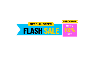 10 Percent flash sale offer, clearance, promotion banner layout with sticker style.